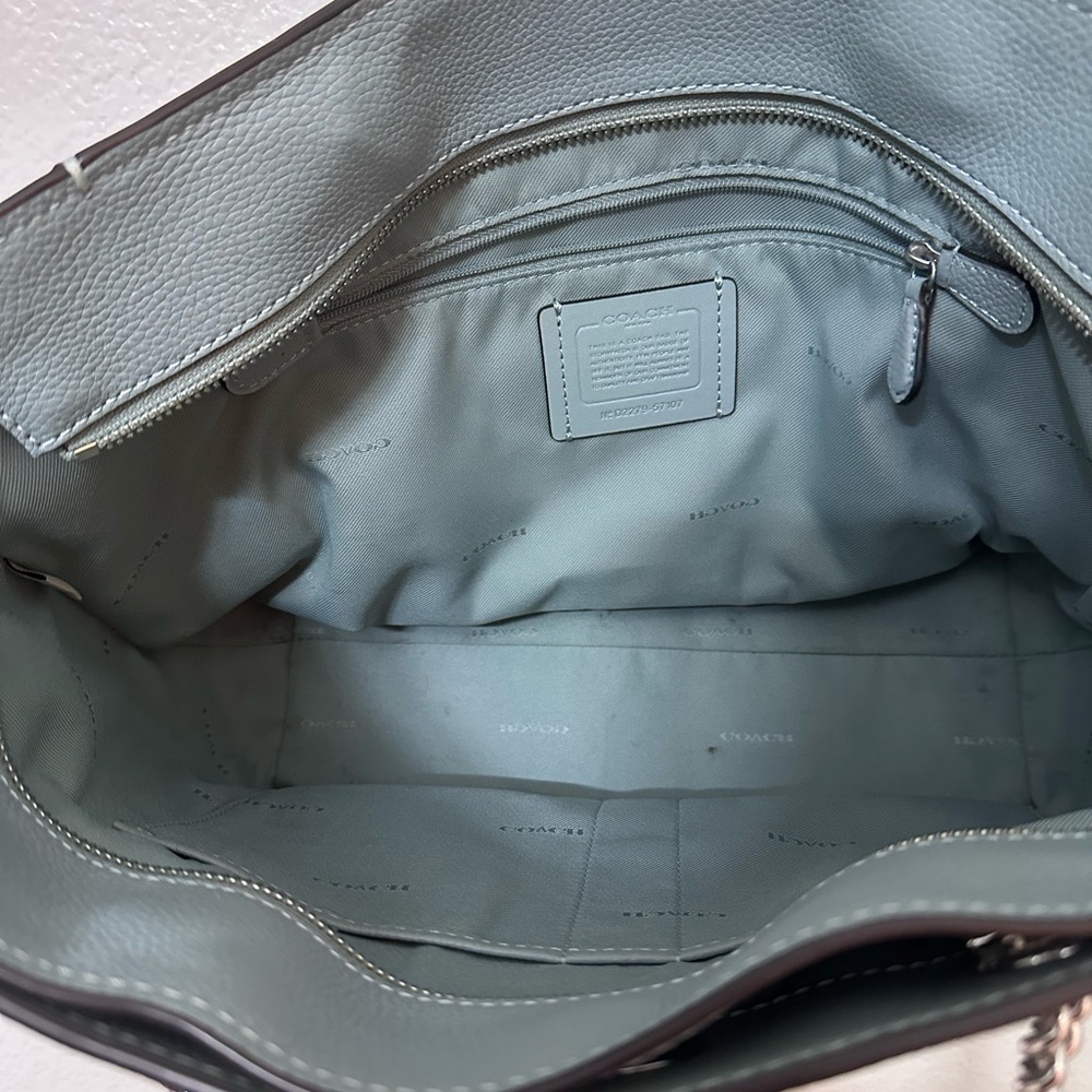 Coach Blue Leather Tote Bag - Picture 4 of 11